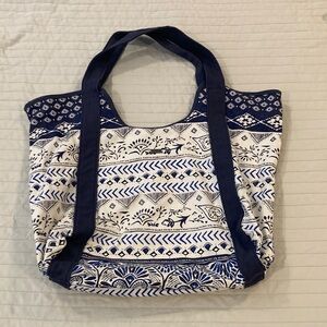 Roxy Blue and White Patterned Tote Bag